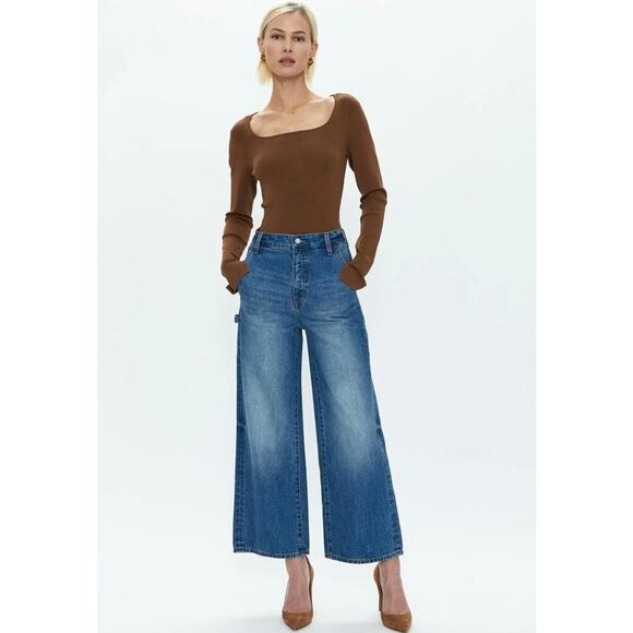 Pistola‎ Loretta Utility High Rise Wide Leg Ankle Jeans Tonic Carpenter 27 EUC - Picture 9 of 16